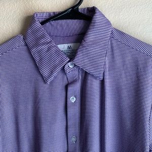 Mizzen Main Dress Shirt Large Trim White Purple Gingham